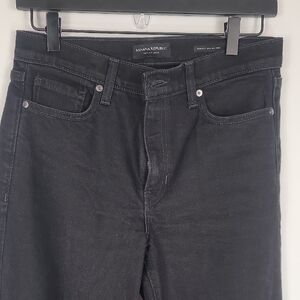Banana Republic Petite High Rise Wide Leg Black Cropped Jeans